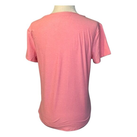 RBX Active Soft V-Neck Tee Pink Marled Flowy Knit Short‎ Sleeve Athletic S - Picture 4 of 8